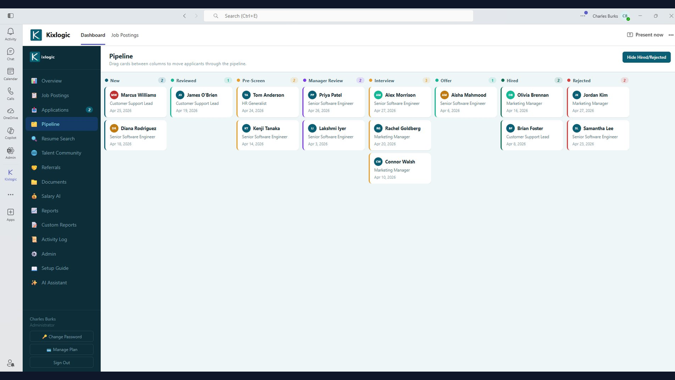 Kixlogic ATS screenshot
