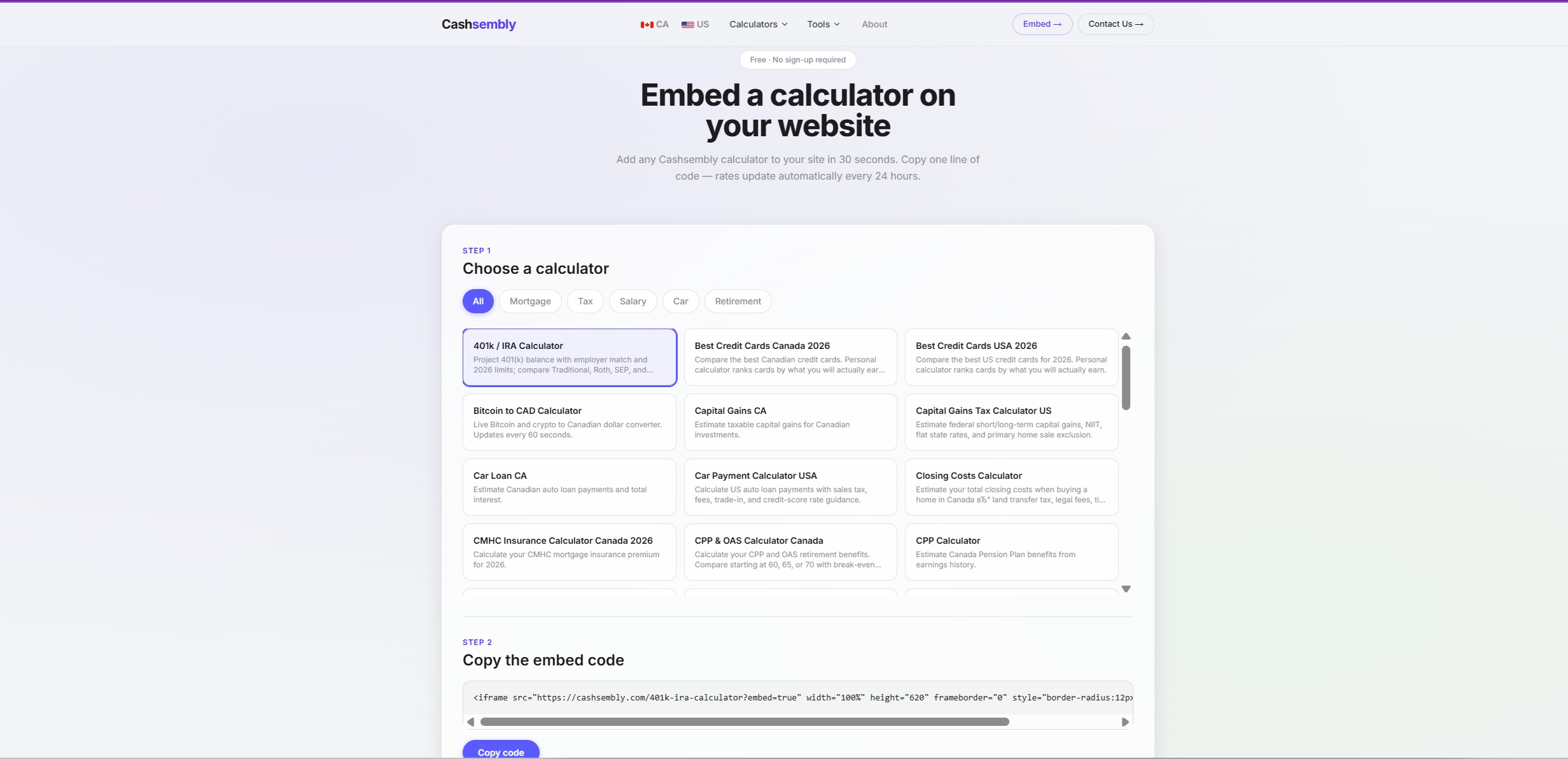 Cashsembly Embed screenshot