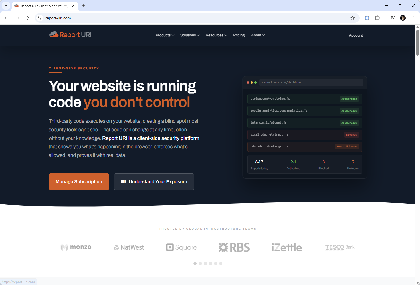 Report URI screenshot