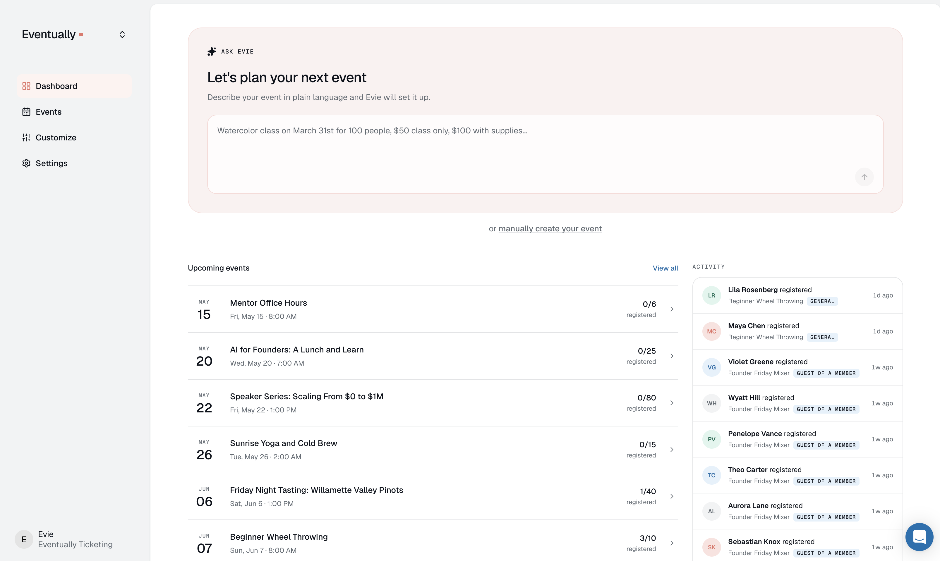 Eventually Ticketing screenshot
