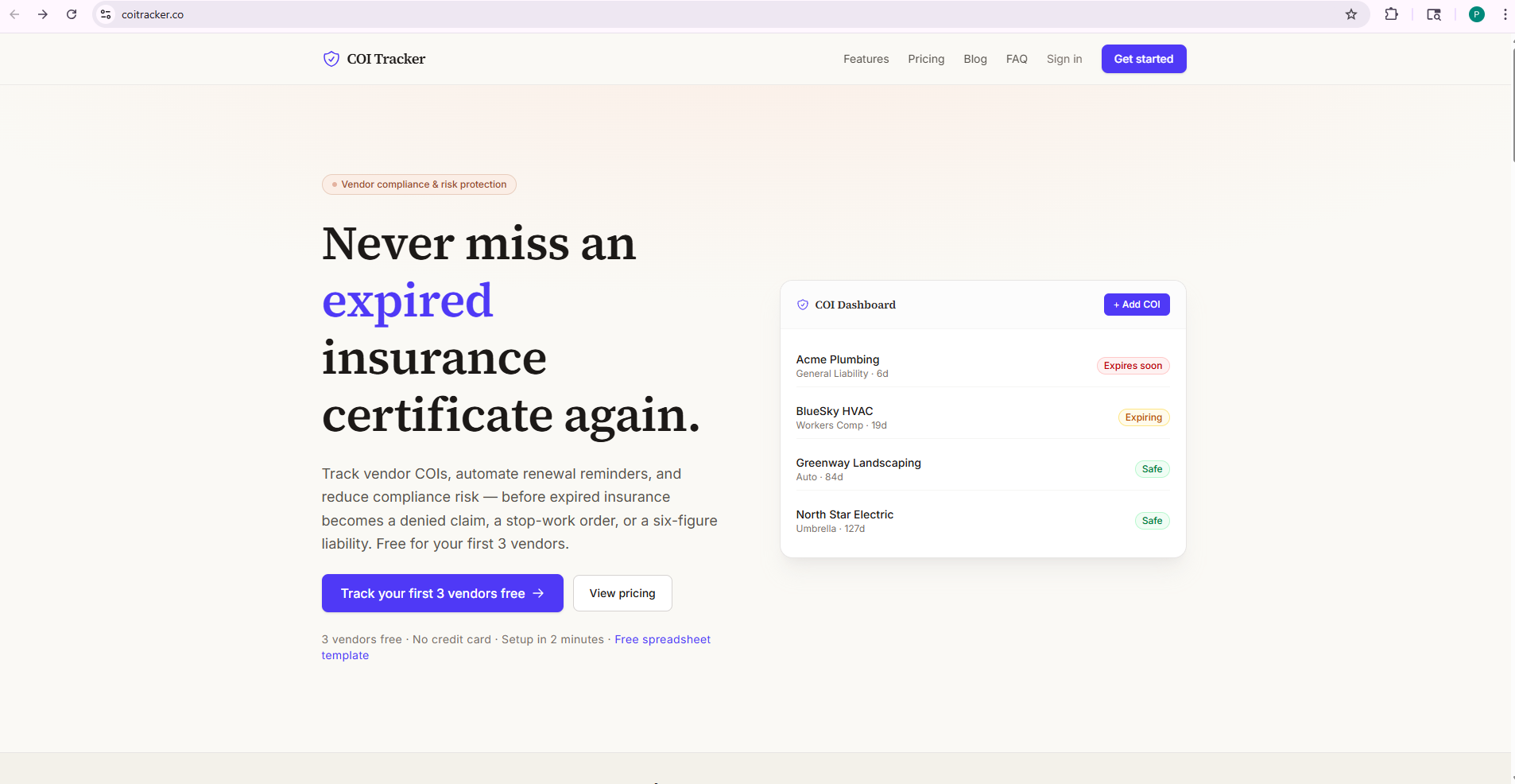 COI Tracker screenshot