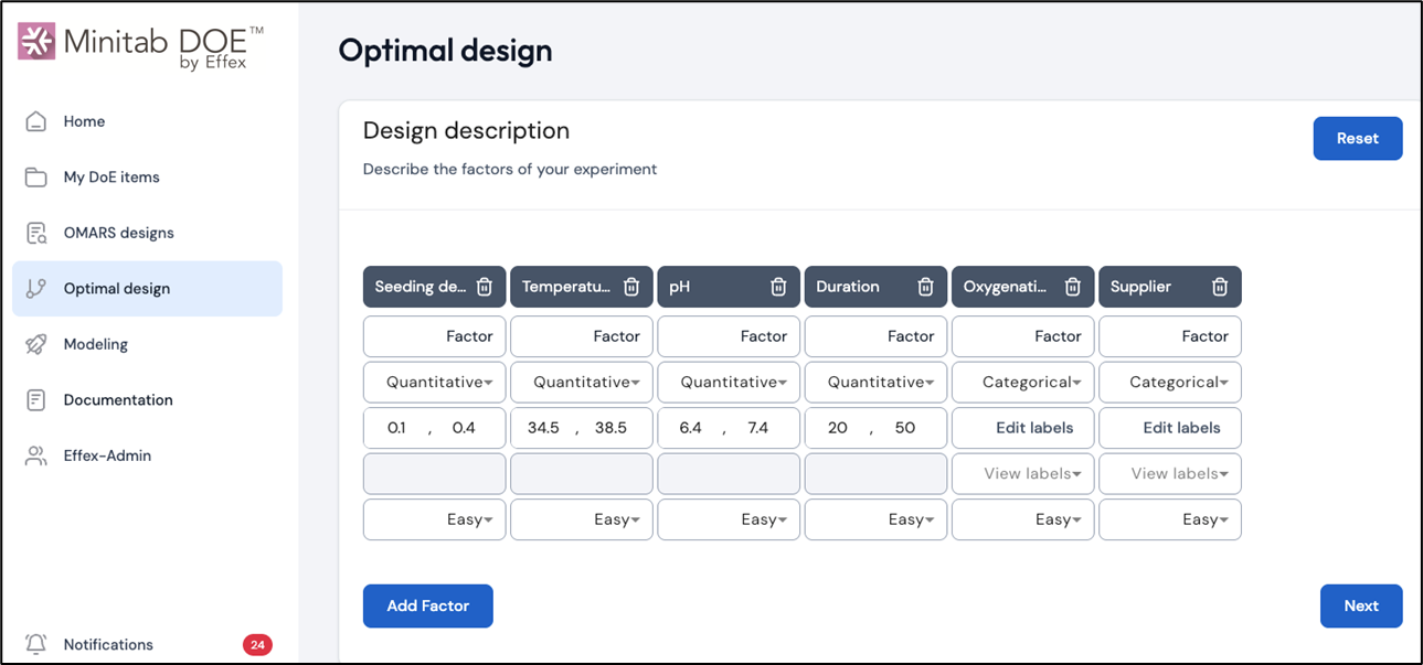 Minitab DOE by Effex screenshot