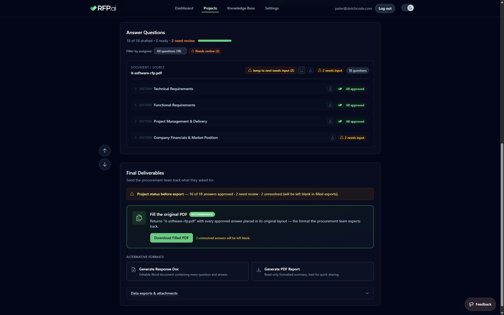 RFP.ai screenshot