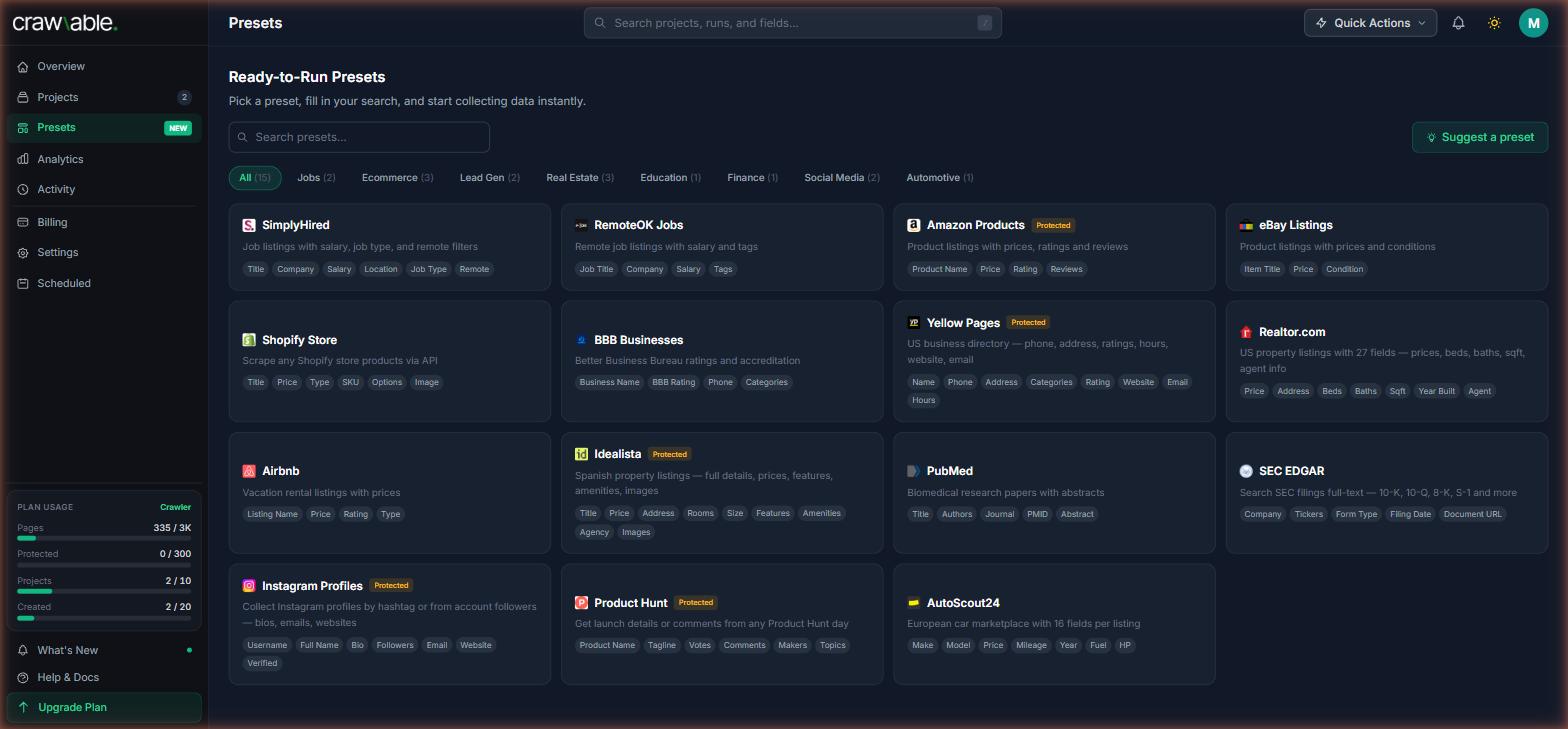 Crawlable screenshot