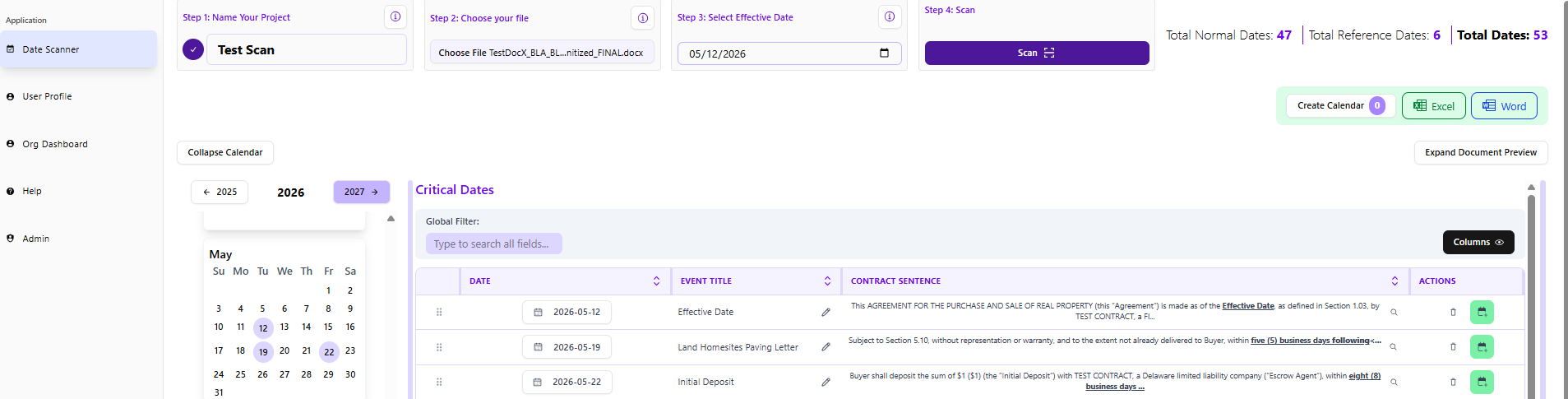 Docs2Dates screenshot