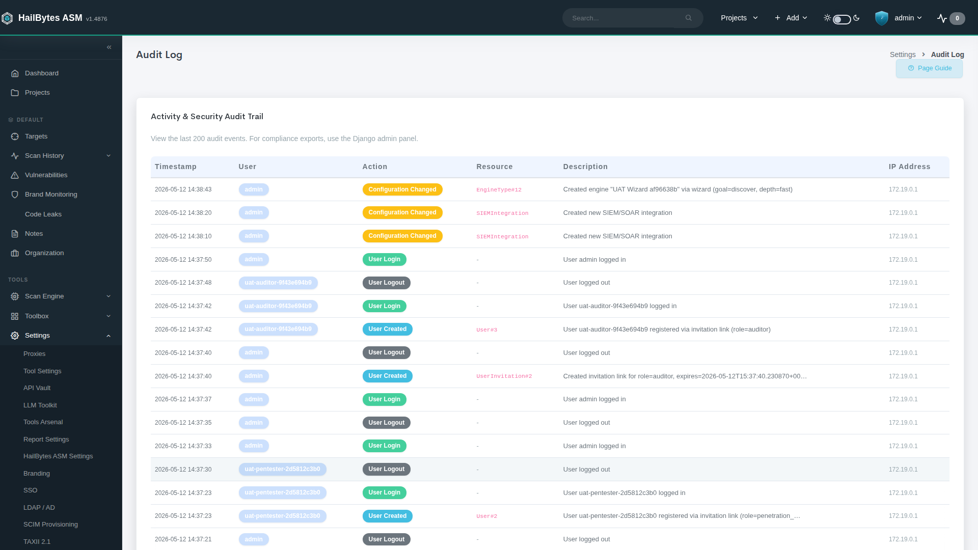 HailBytes Attack Surface Management (ASM) Platform screenshot
