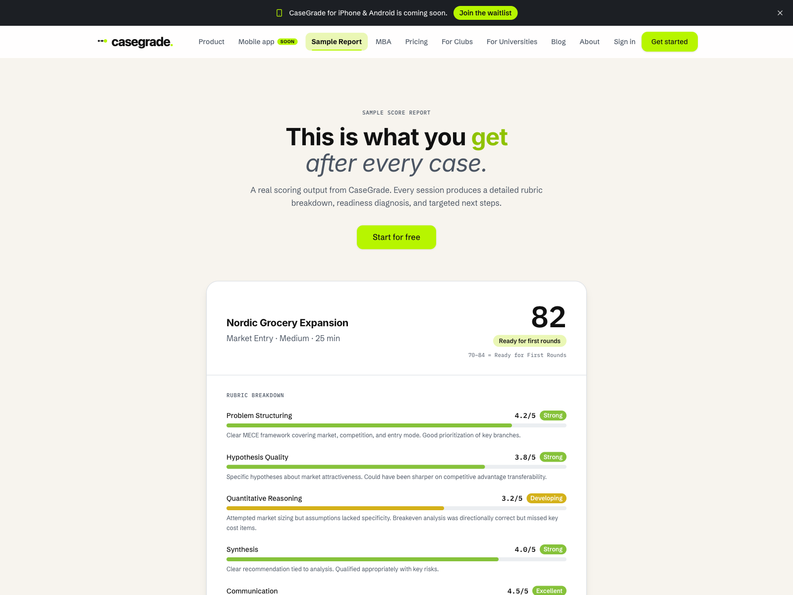 CaseGrade screenshot