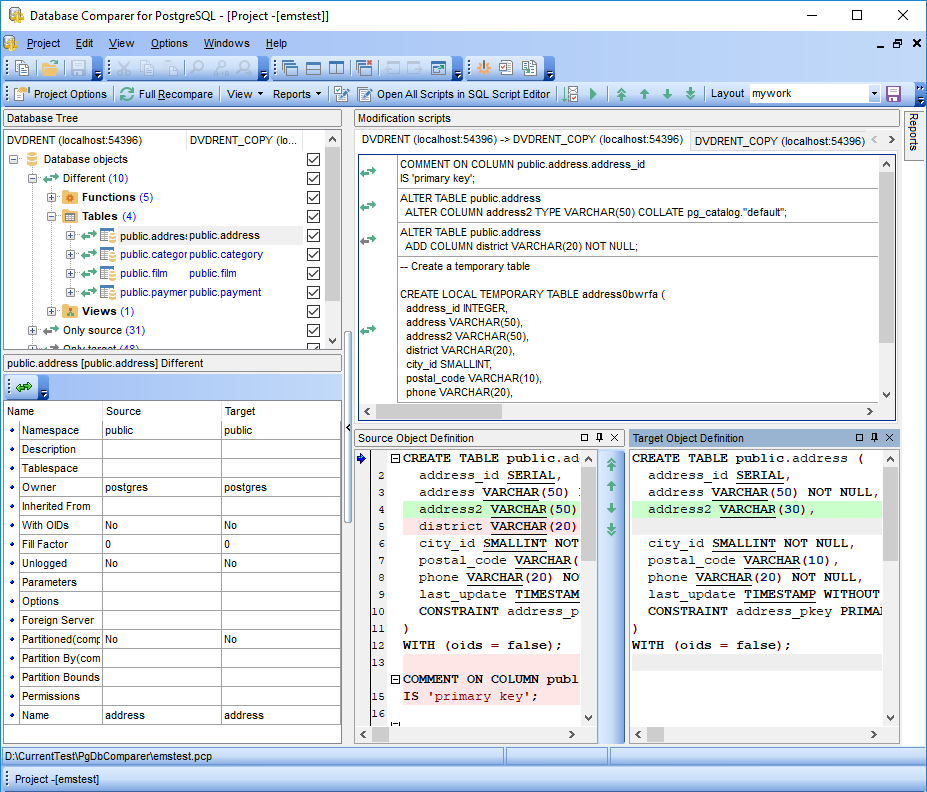 DB Comparer for PostgreSQL screenshot