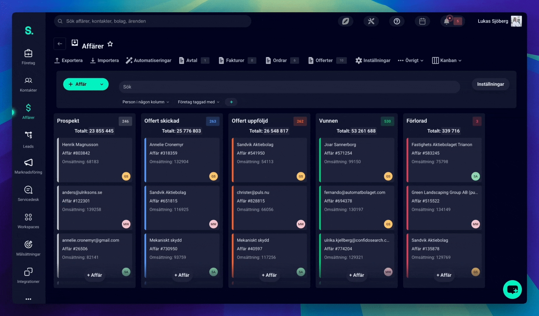 Sellfinity CRM screenshot