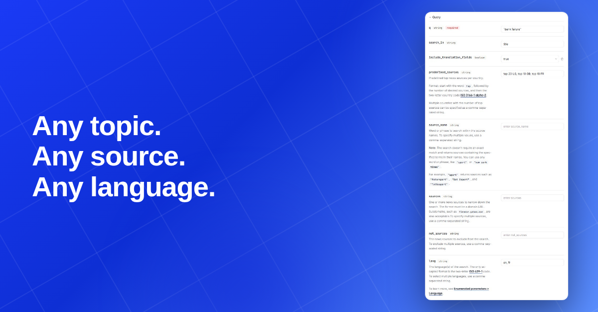 NewsCatcher News API screenshot
