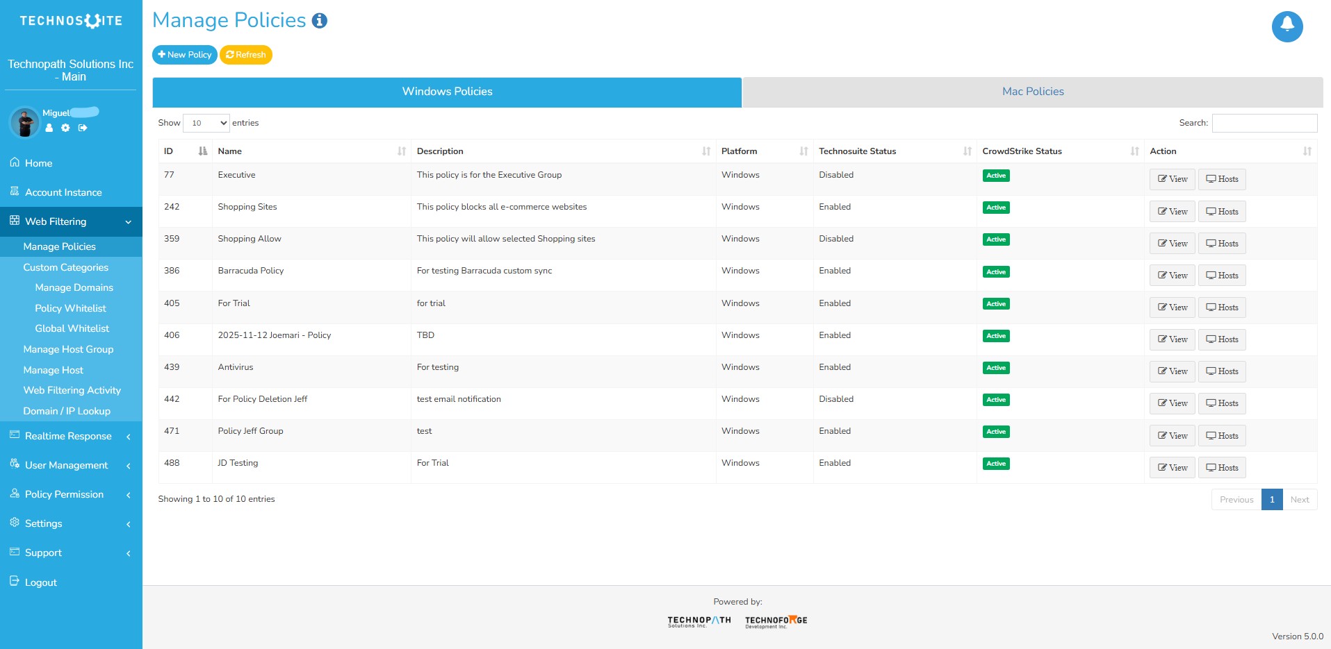Technosuite screenshot