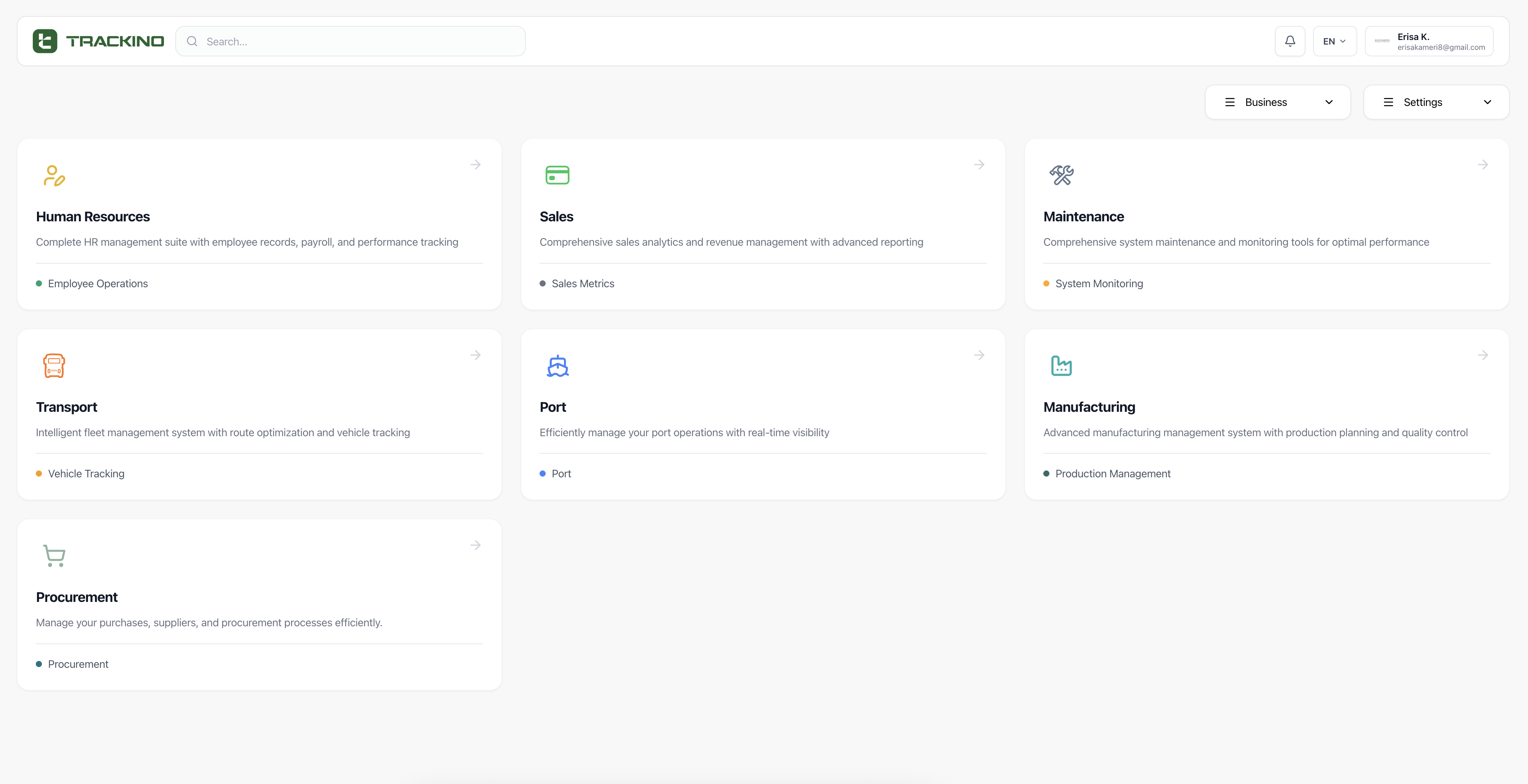 Trackino screenshot