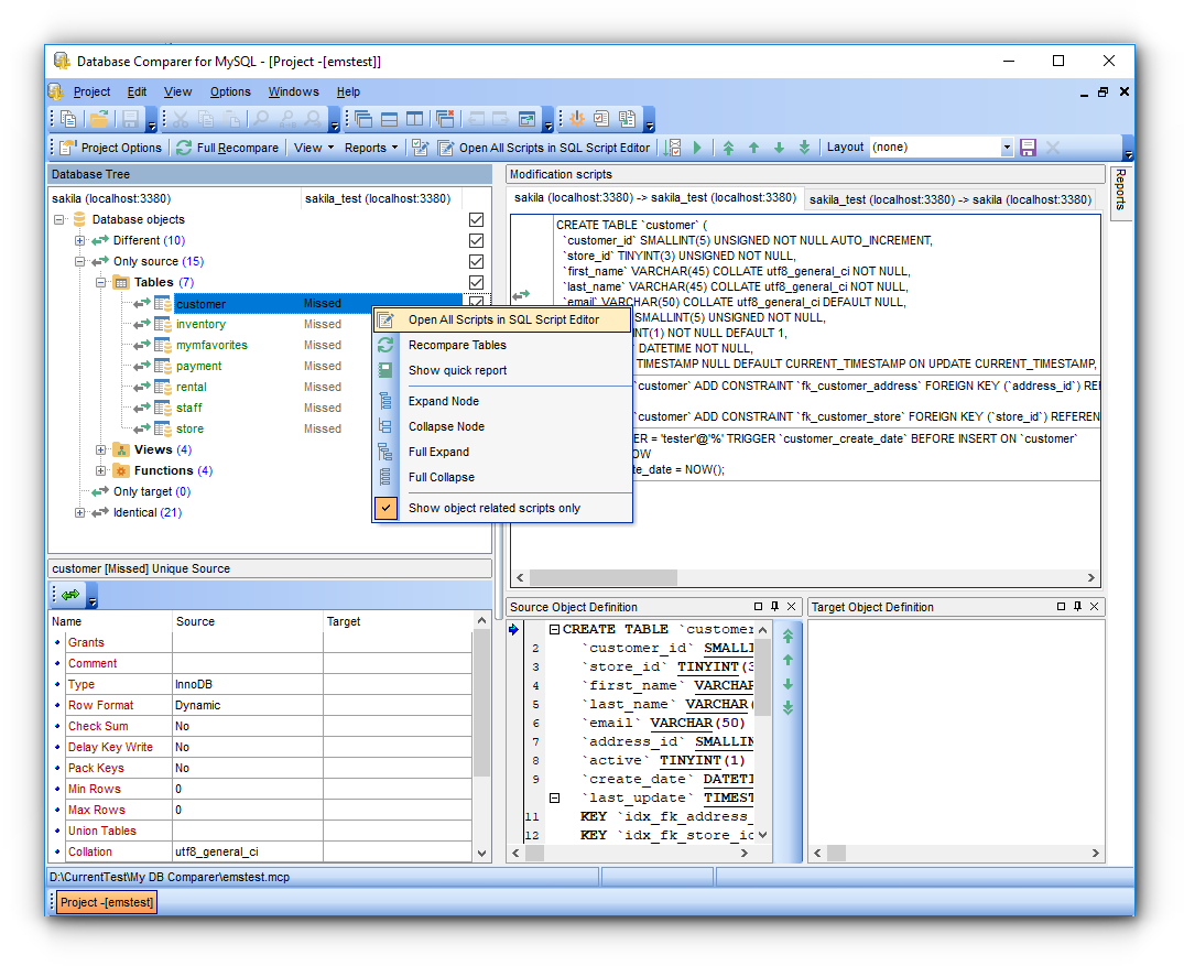DB Comparer for MySQL screenshot