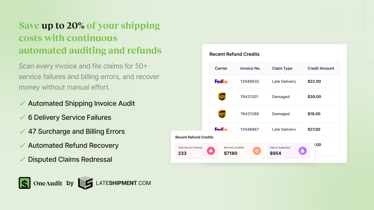Parcel Audit and Shipping Refunds screenshot