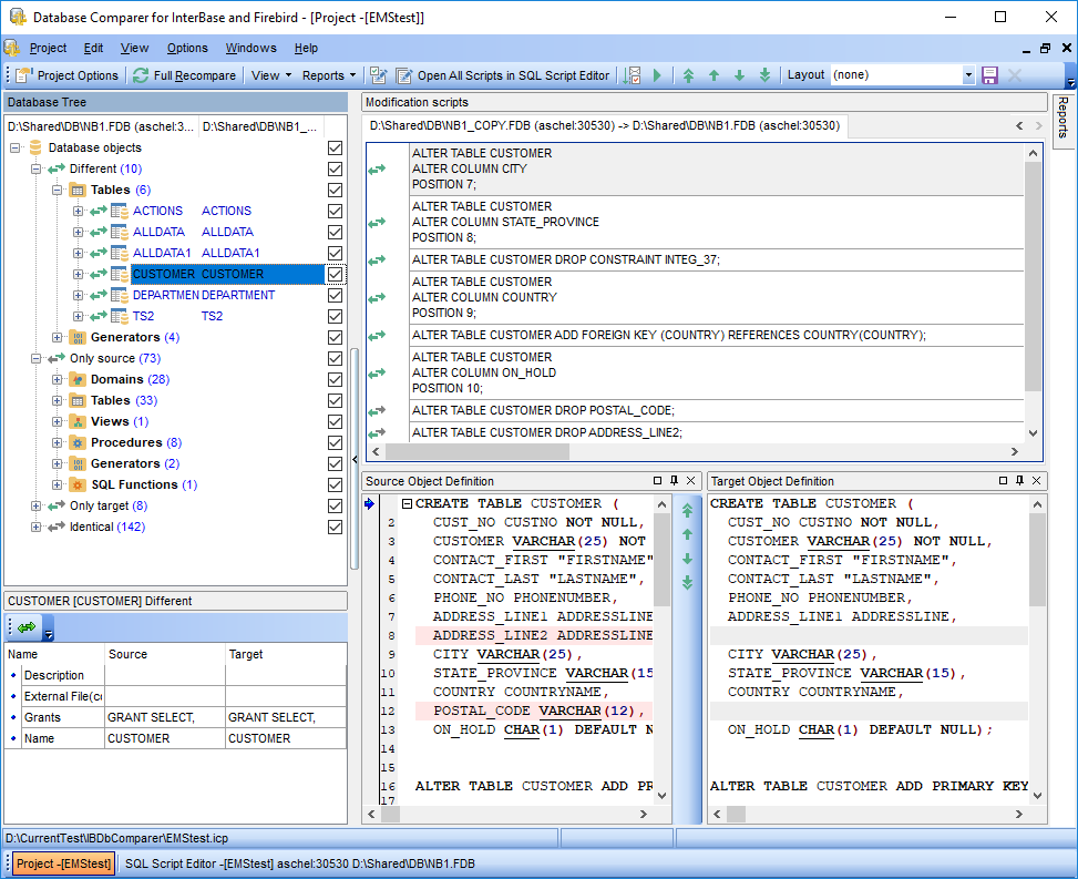 DB Comparer for InterBase/Firebird screenshot