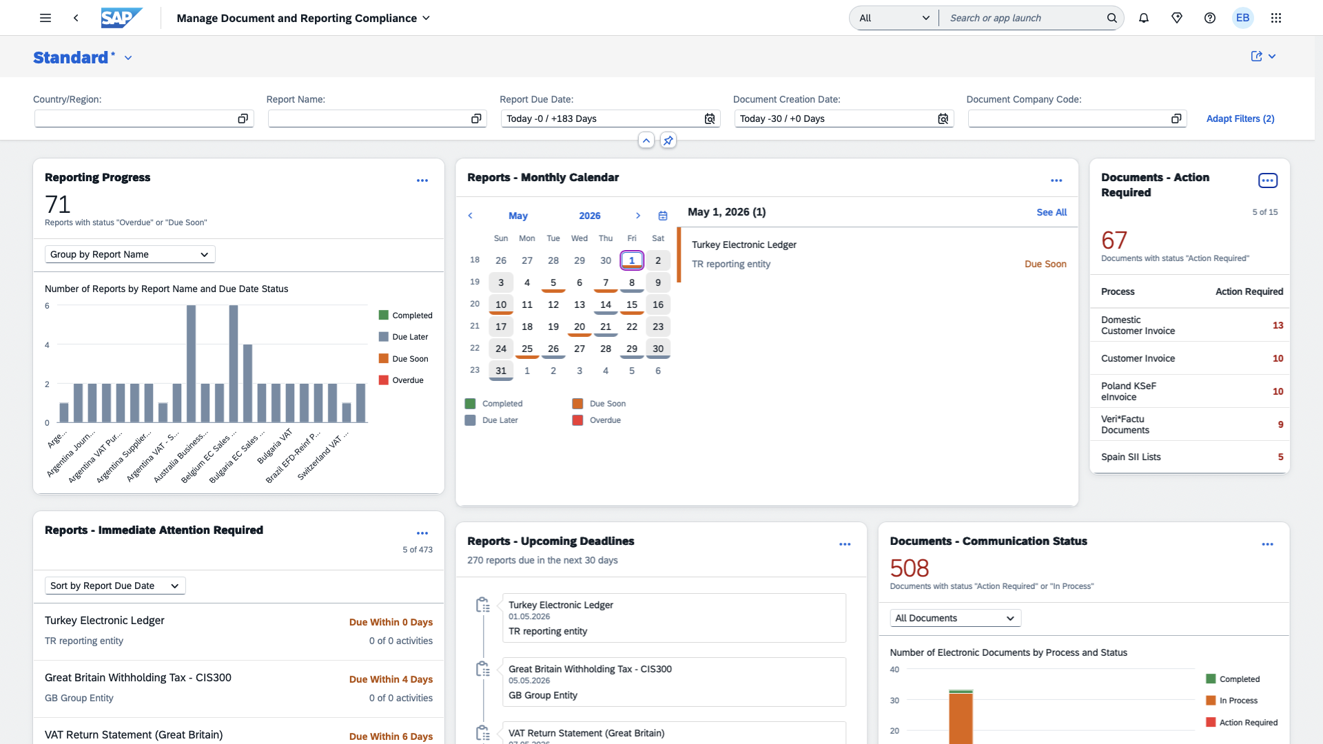 SAP Document and Reporting Compliance screenshot