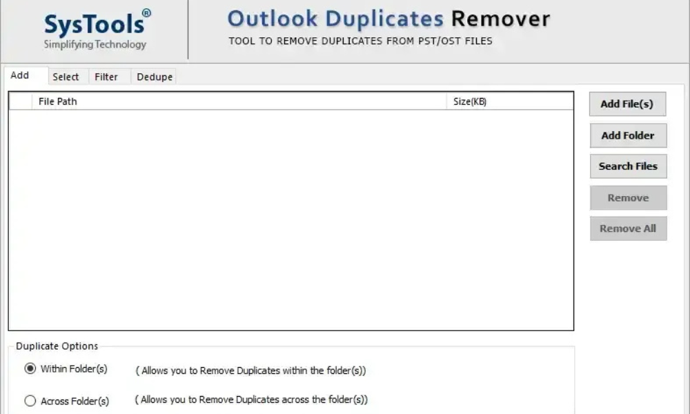 SysTools Outlook Duplicates Remover Software screenshot