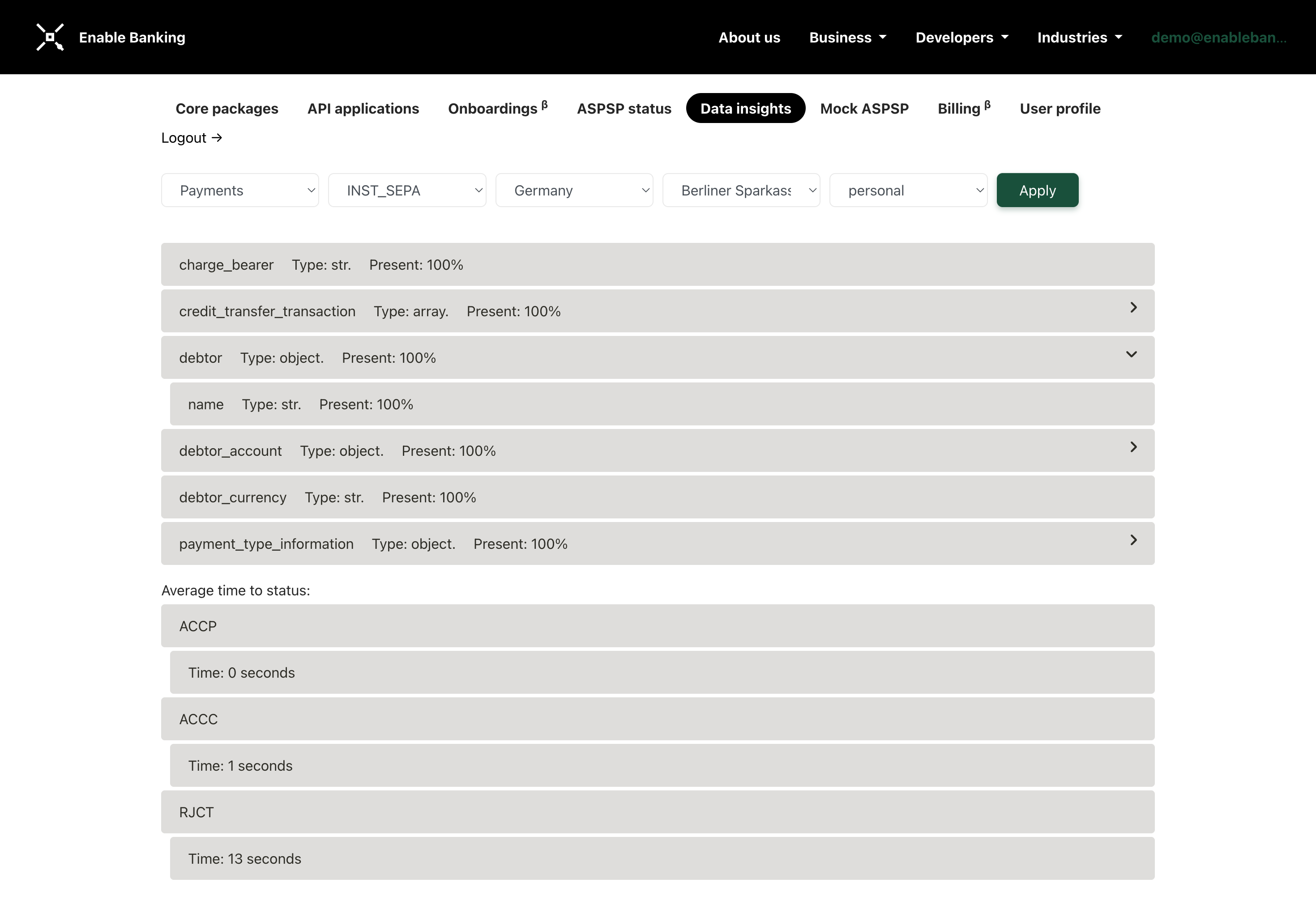 Enable Banking screenshot