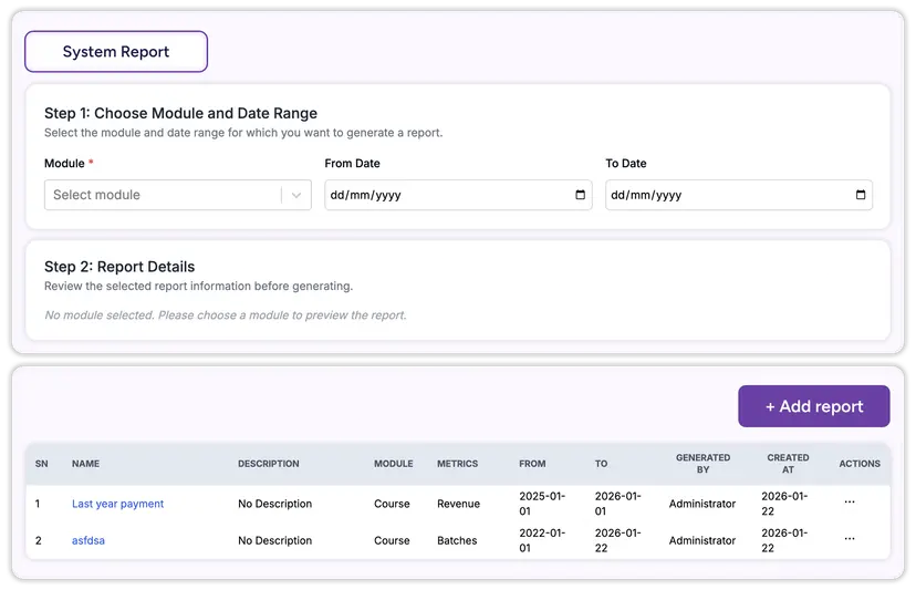 Pace LMS screenshot