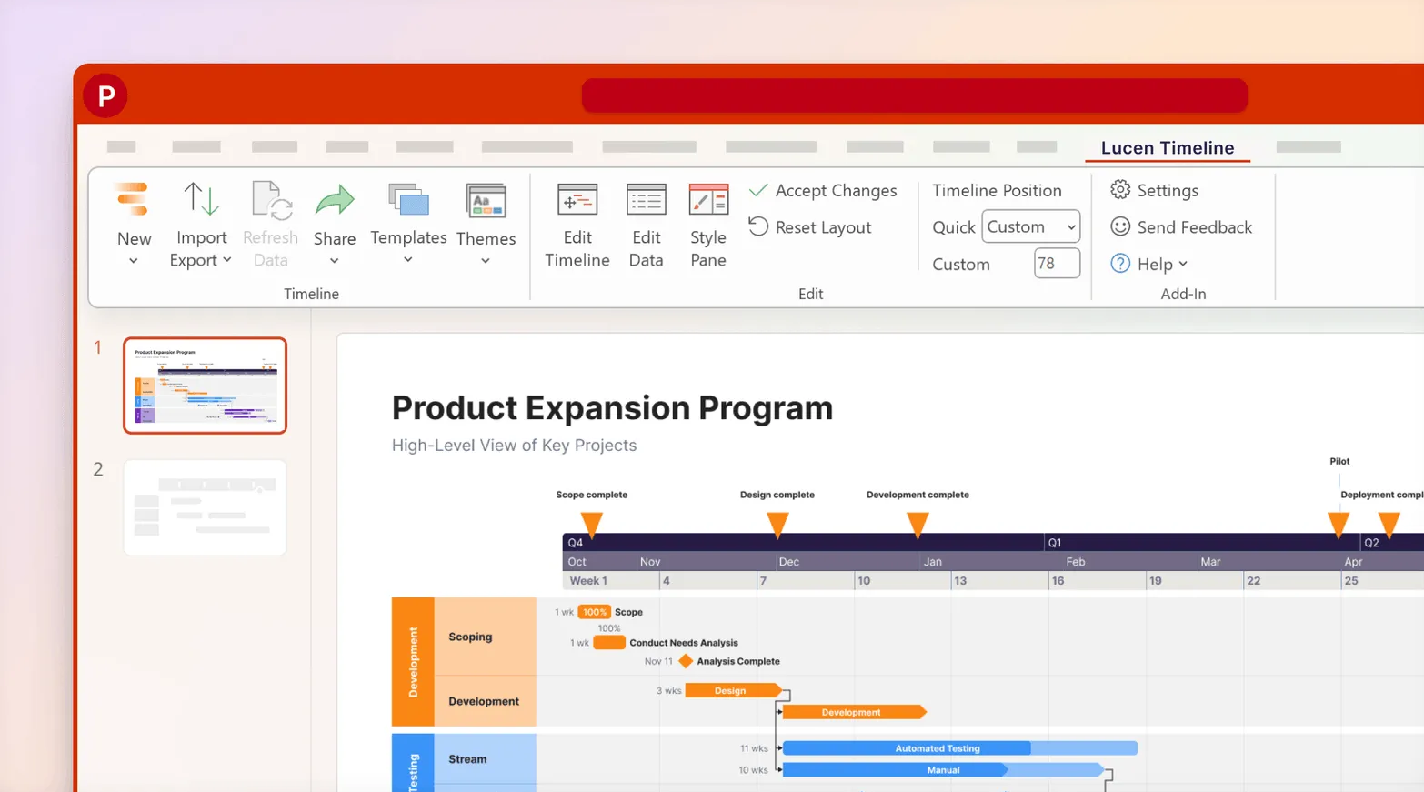 Lucen Timeline screenshot