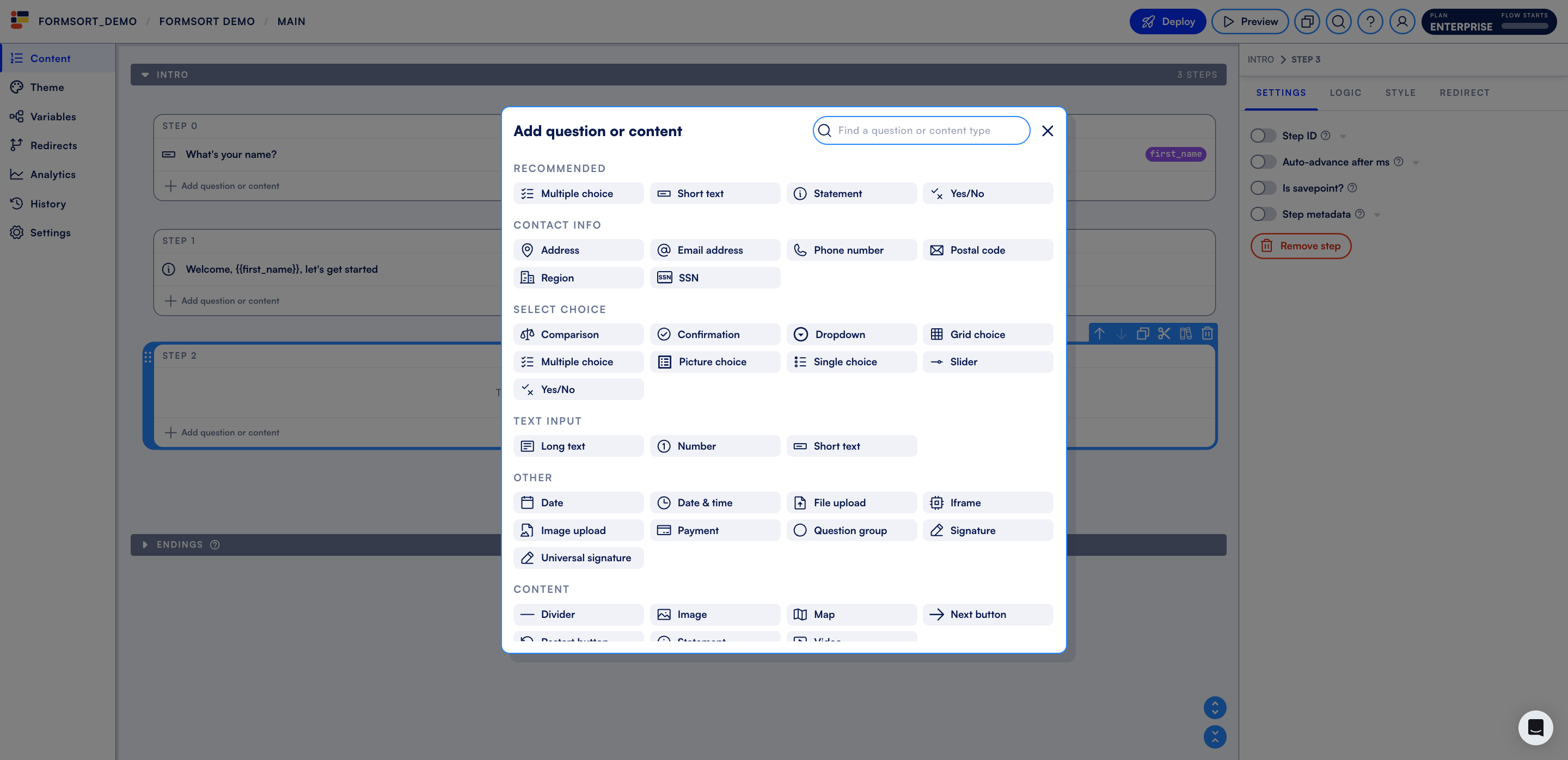 Formsort screenshot