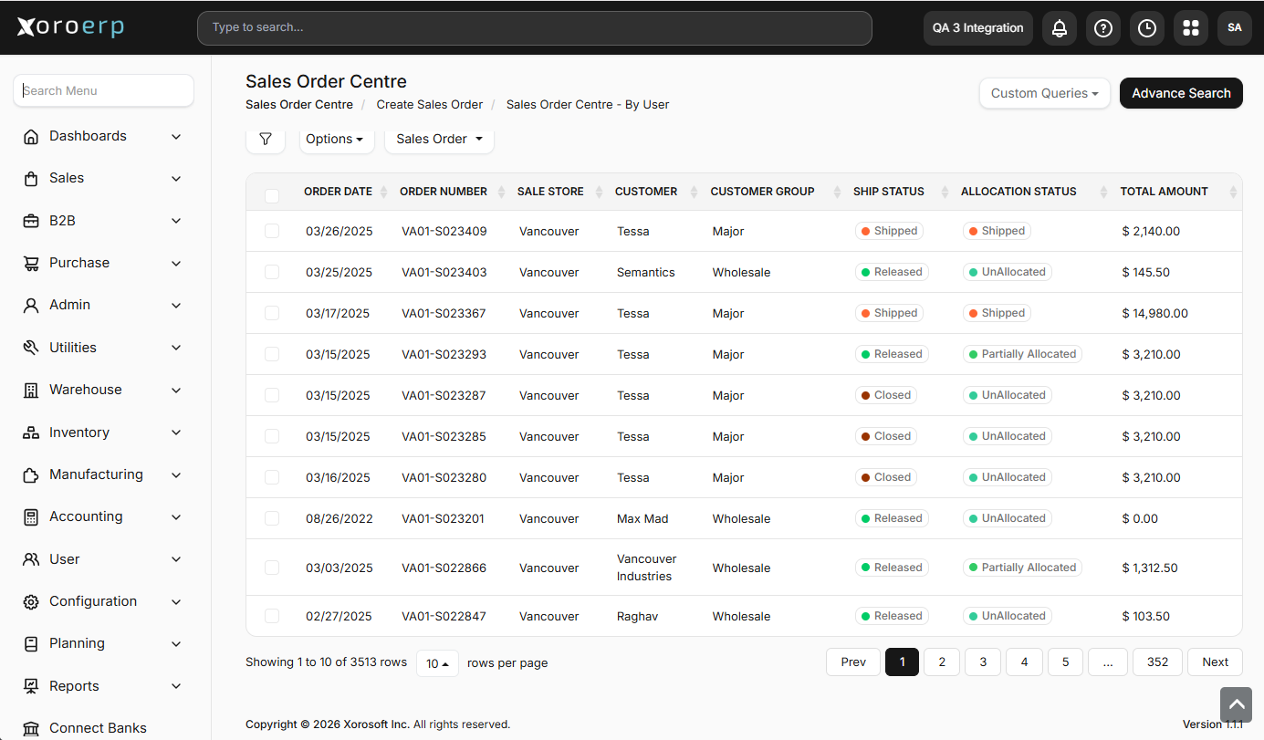 XoroERP screenshot