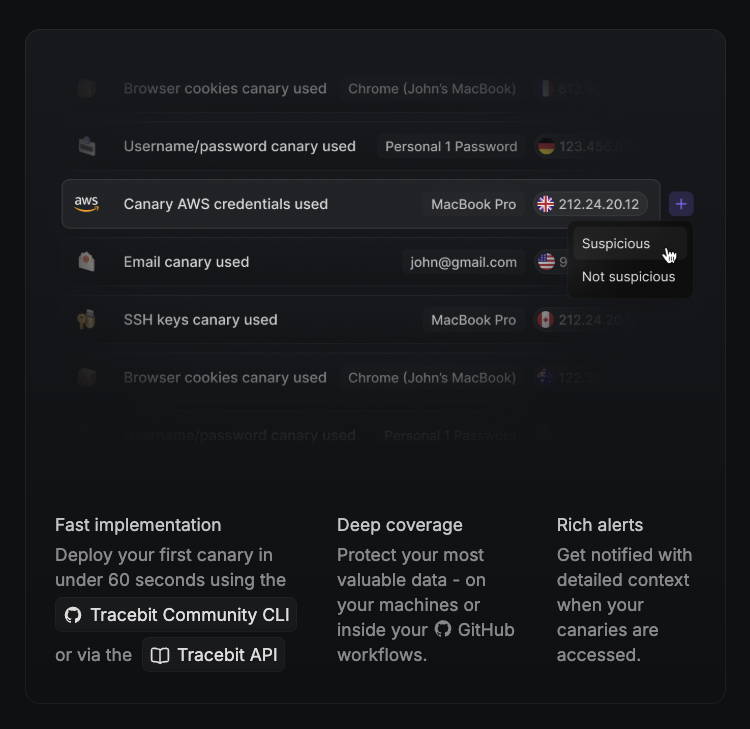 Tracebit Community Edition screenshot