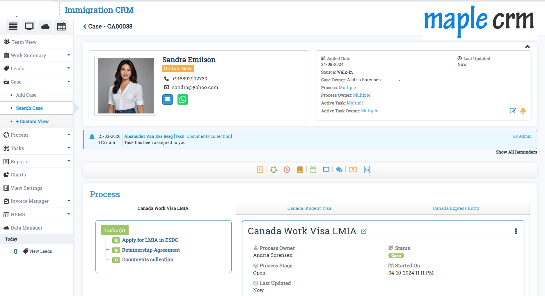 Maple CRM screenshot