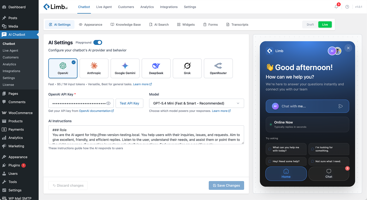 Limb AI Chatbot screenshot