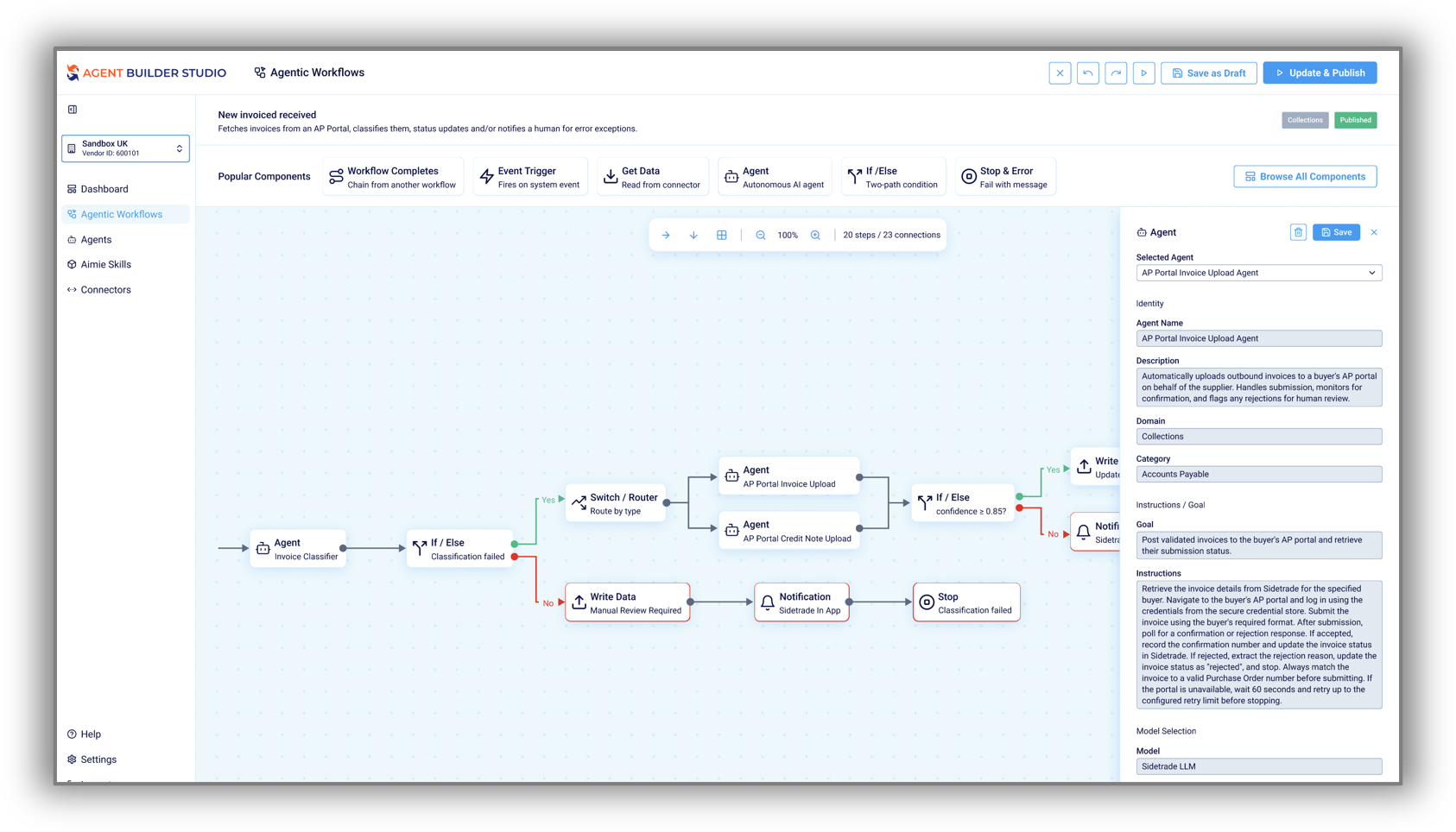 Sidetrade Agent Builder Studio screenshot