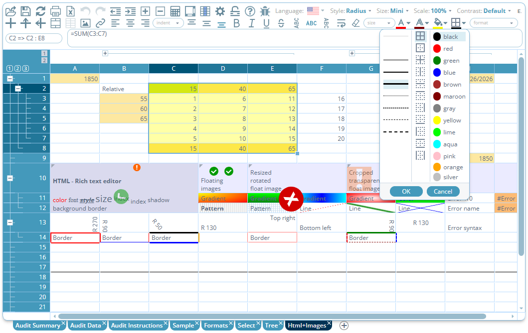 TreeGrid SpreadSheet screenshot