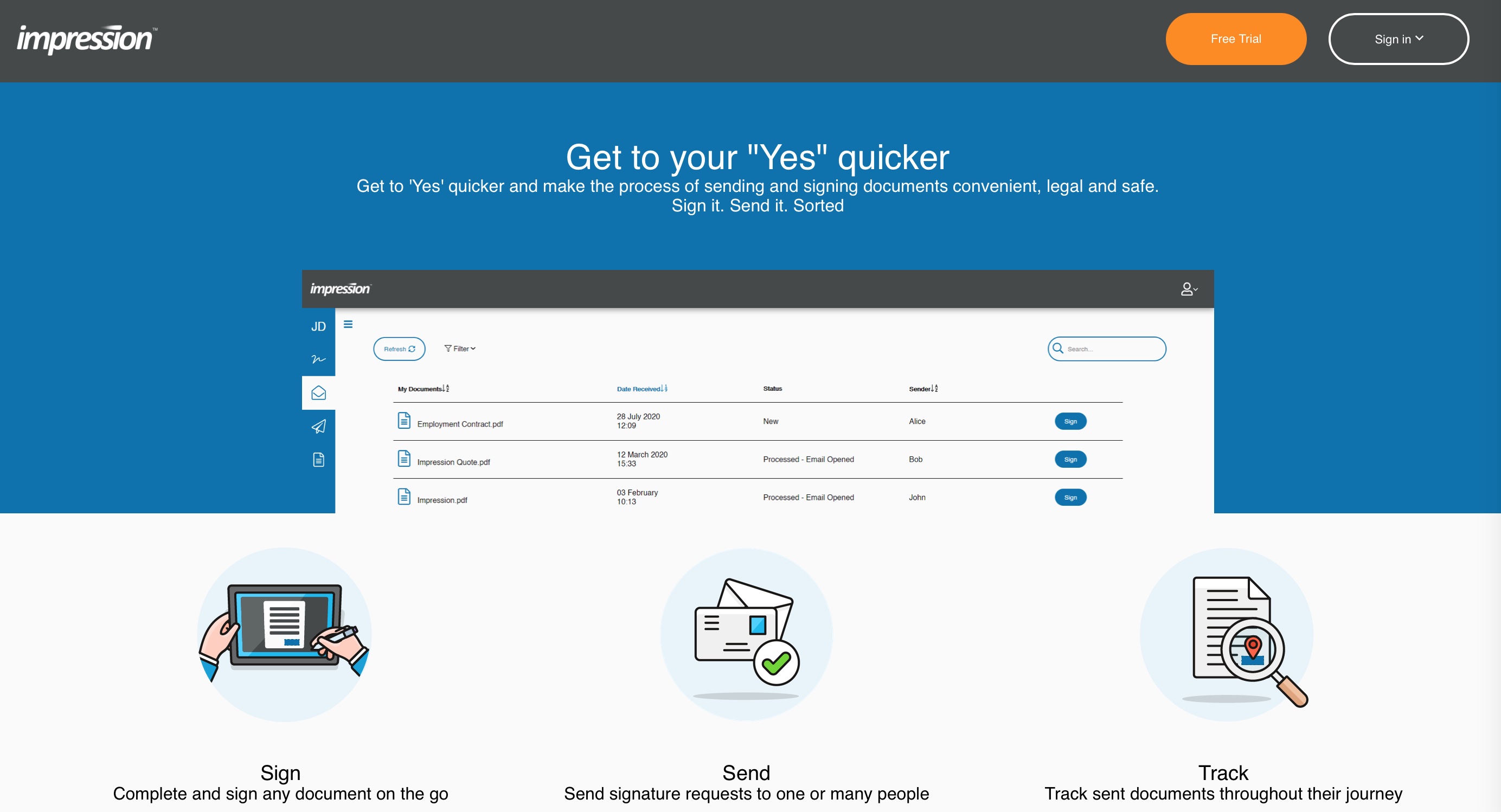 Impression eSignatures screenshot