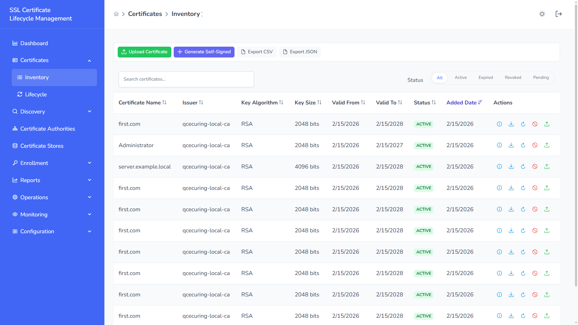 QCecuring SSL Certificate Lifecycle Management screenshot
