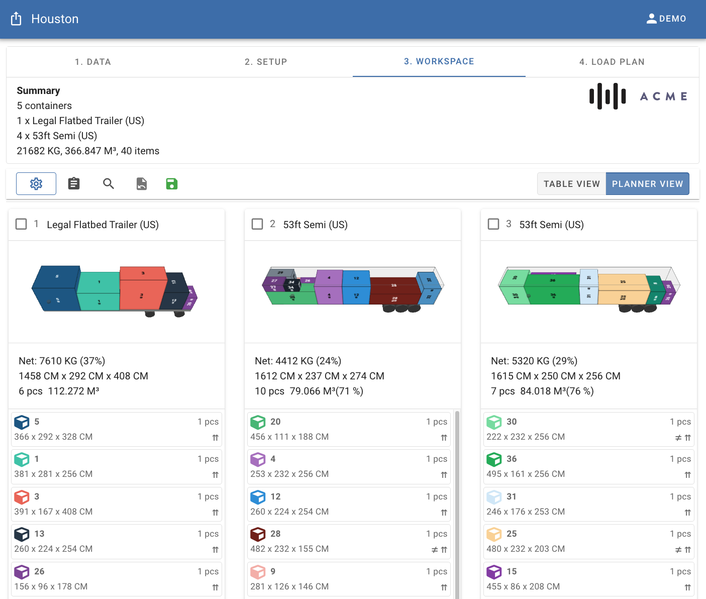 Cargo-Planner screenshot