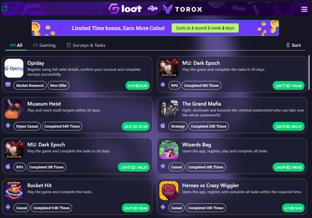 Torox Offerwall screenshot