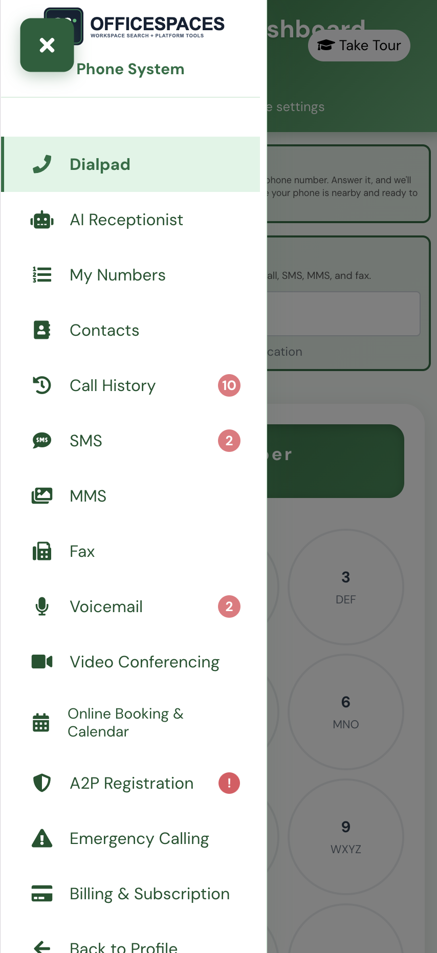 OfficeSpaces VOIP Phone System screenshot