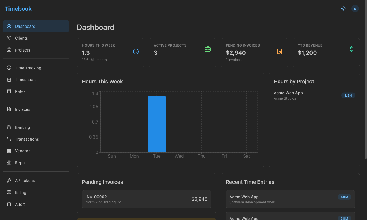 Timebook screenshot
