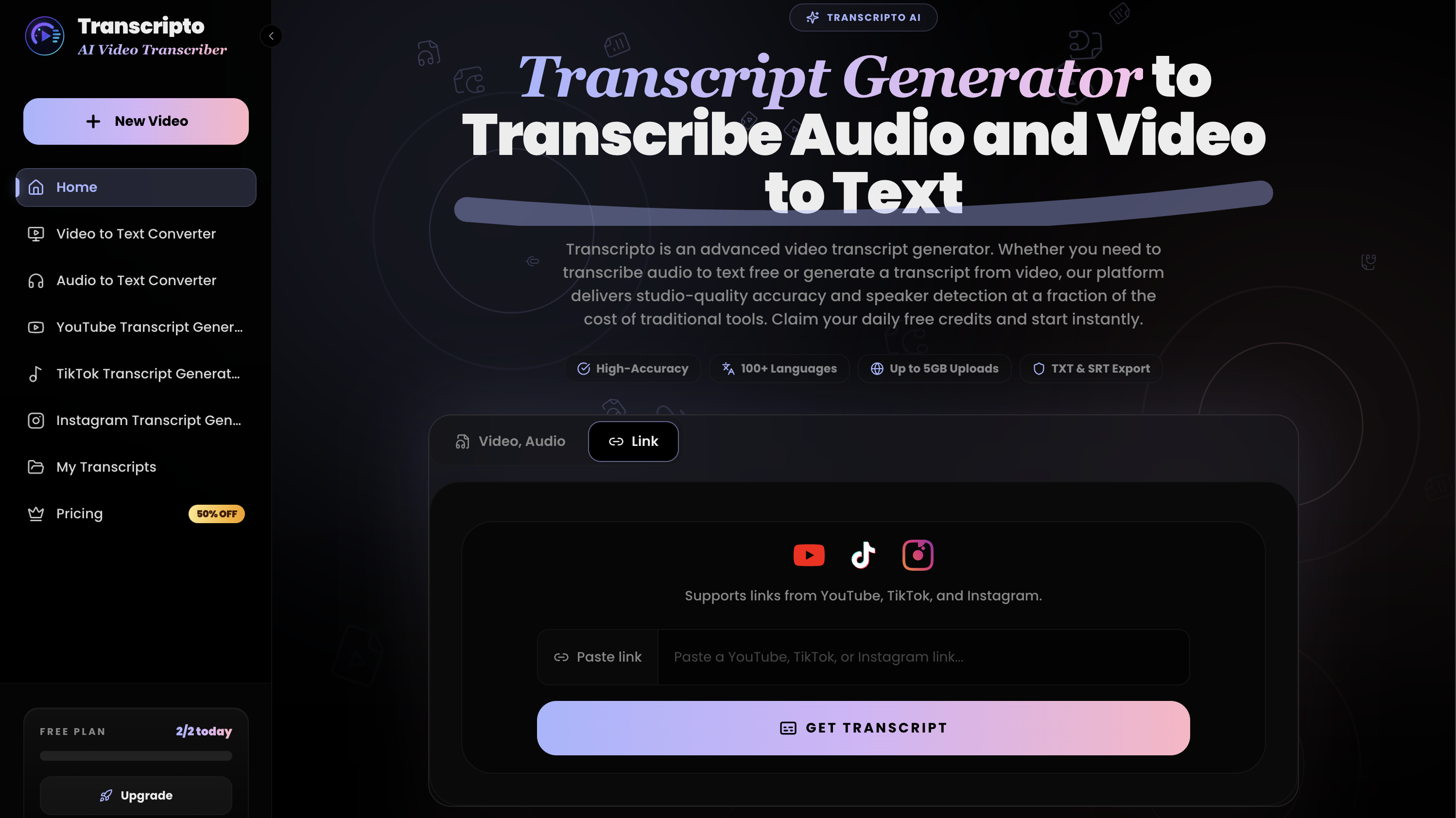 Transcripto screenshot
