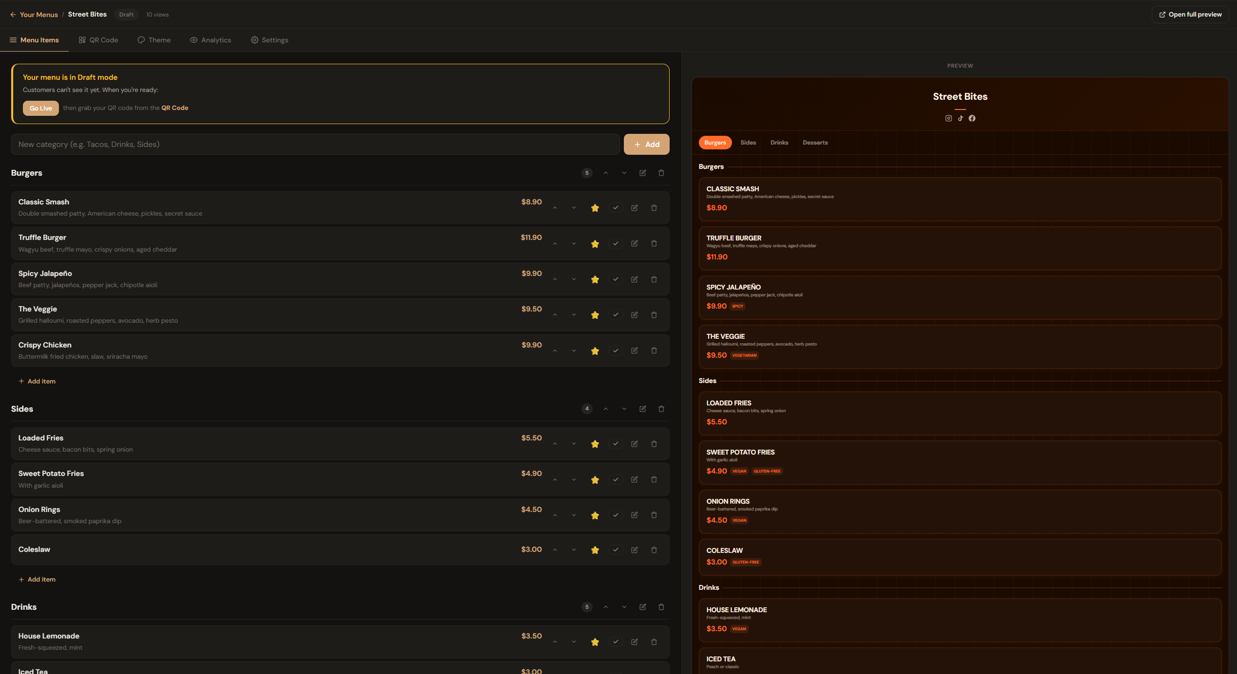 BiteMenu screenshot