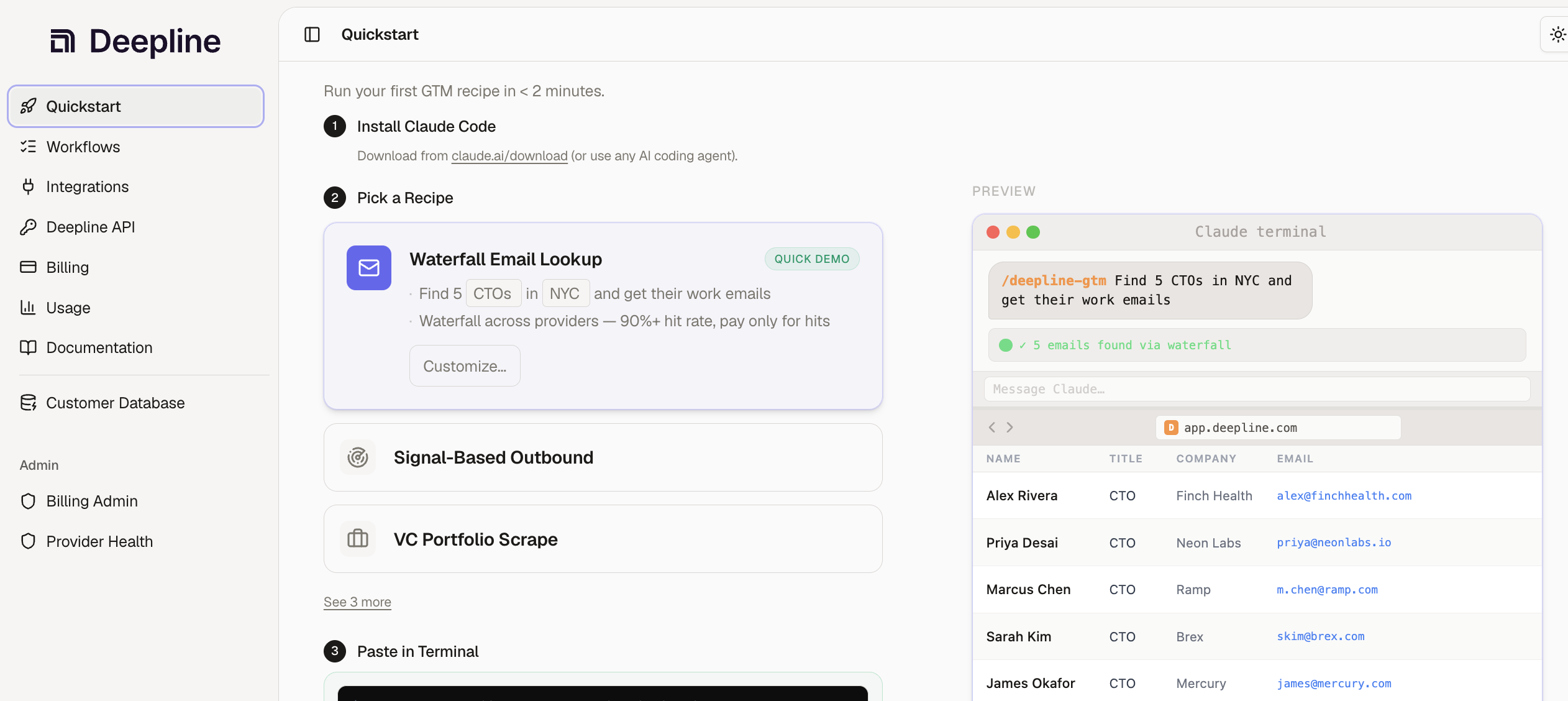 Deepline screenshot
