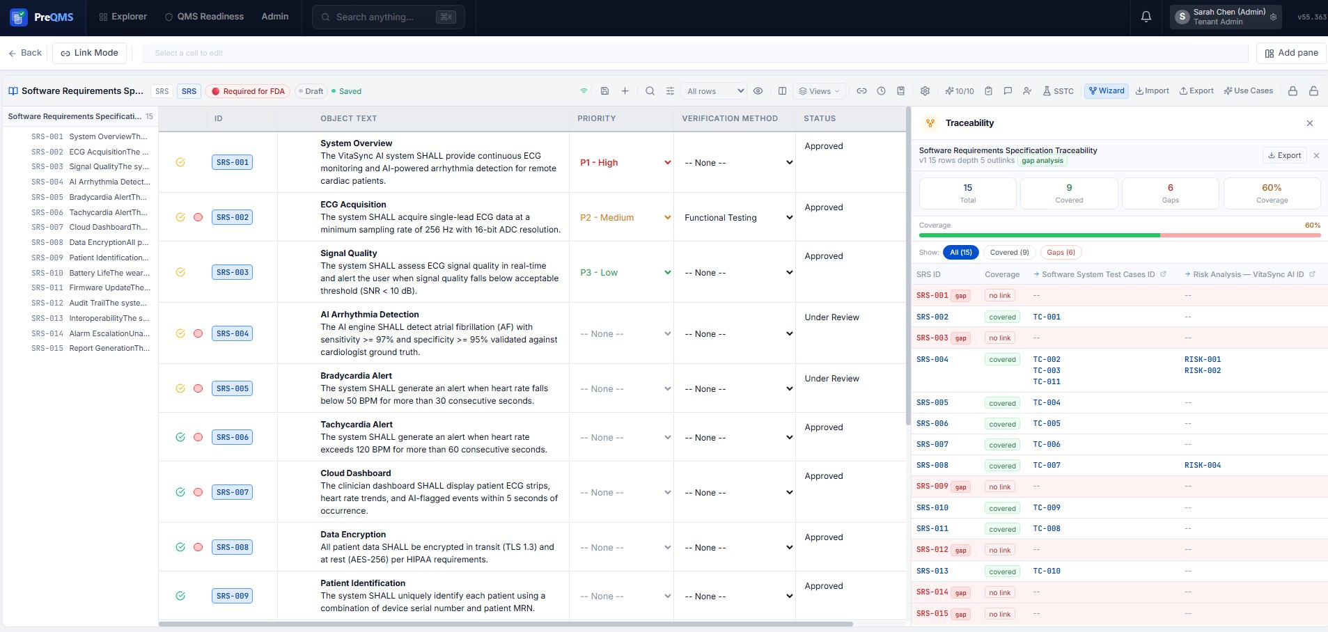 PreQMS screenshot