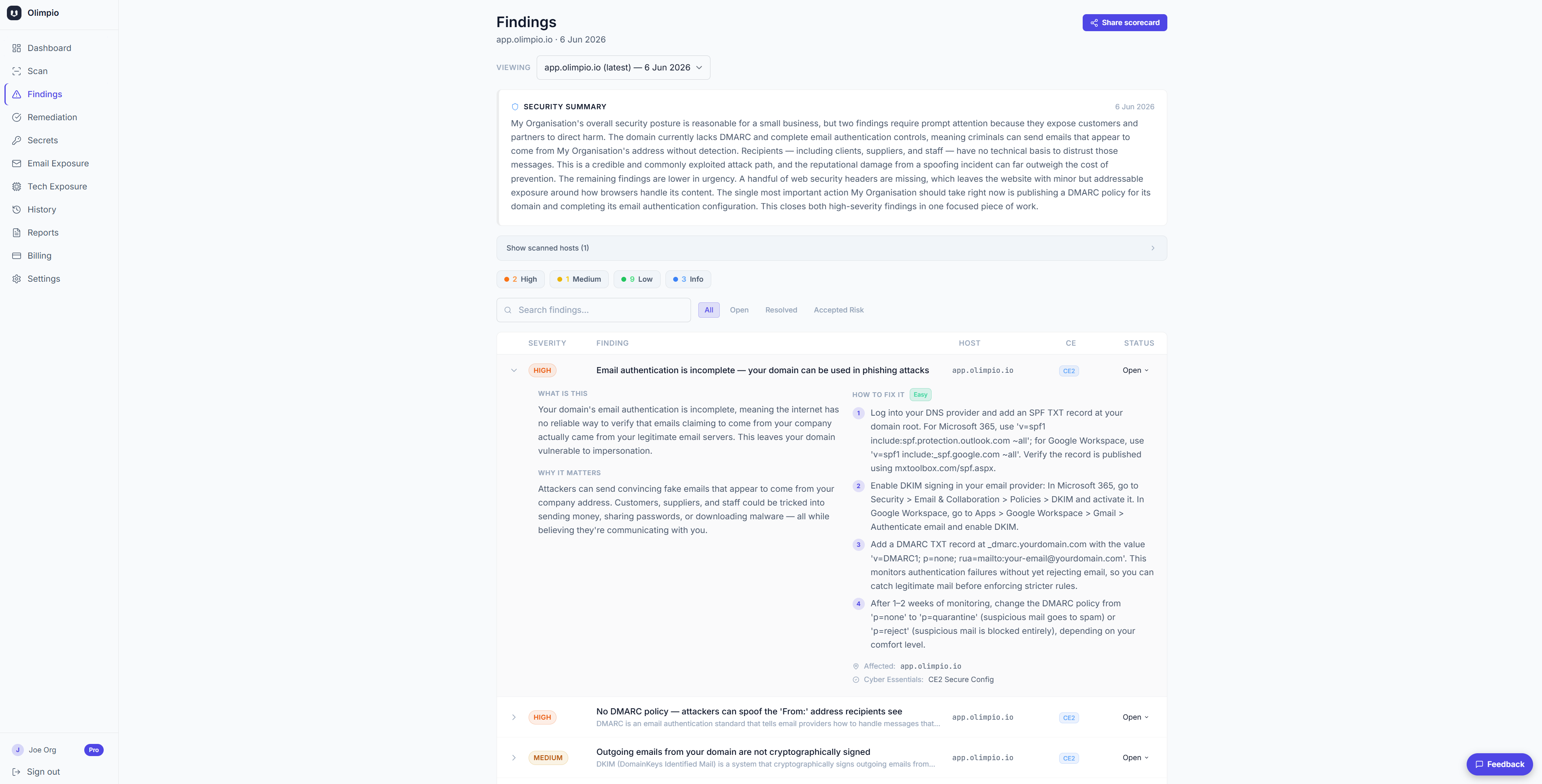 Olimpio Security screenshot