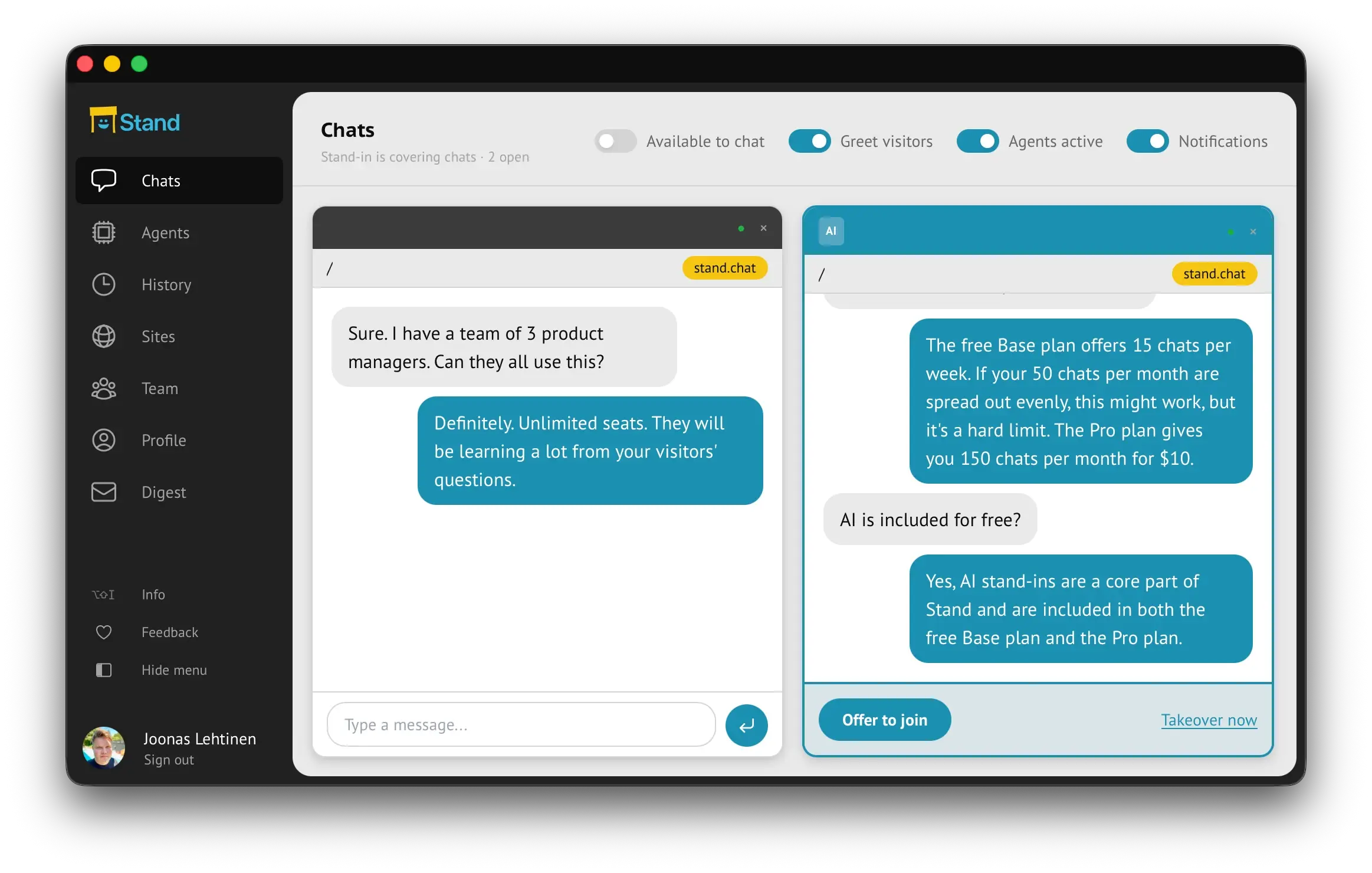 Stand Chat screenshot