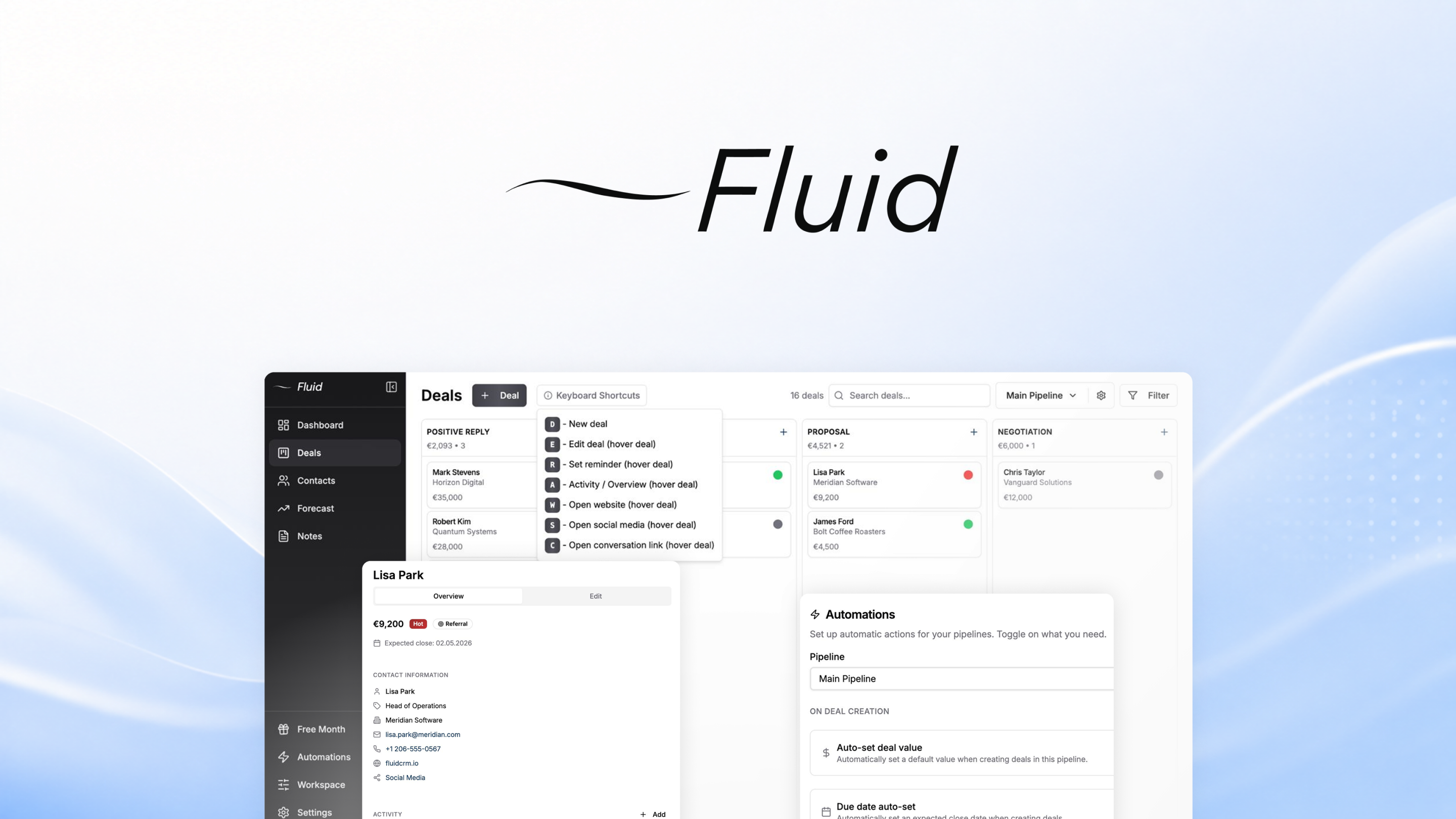 Fluid CRM screenshot