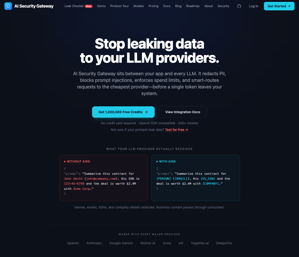 AI Security Gateway screenshot