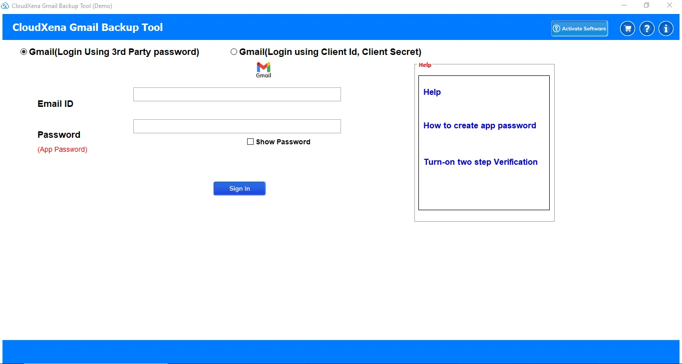 CloudXena Gmail Email Backup Tool screenshot