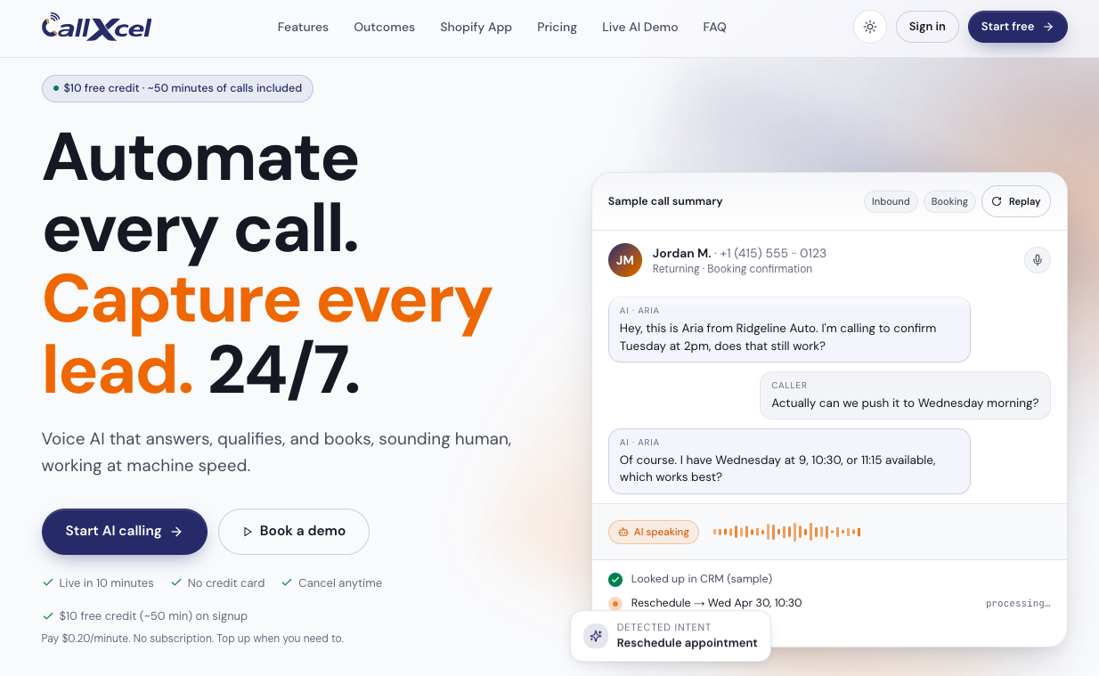 Callxcel screenshot
