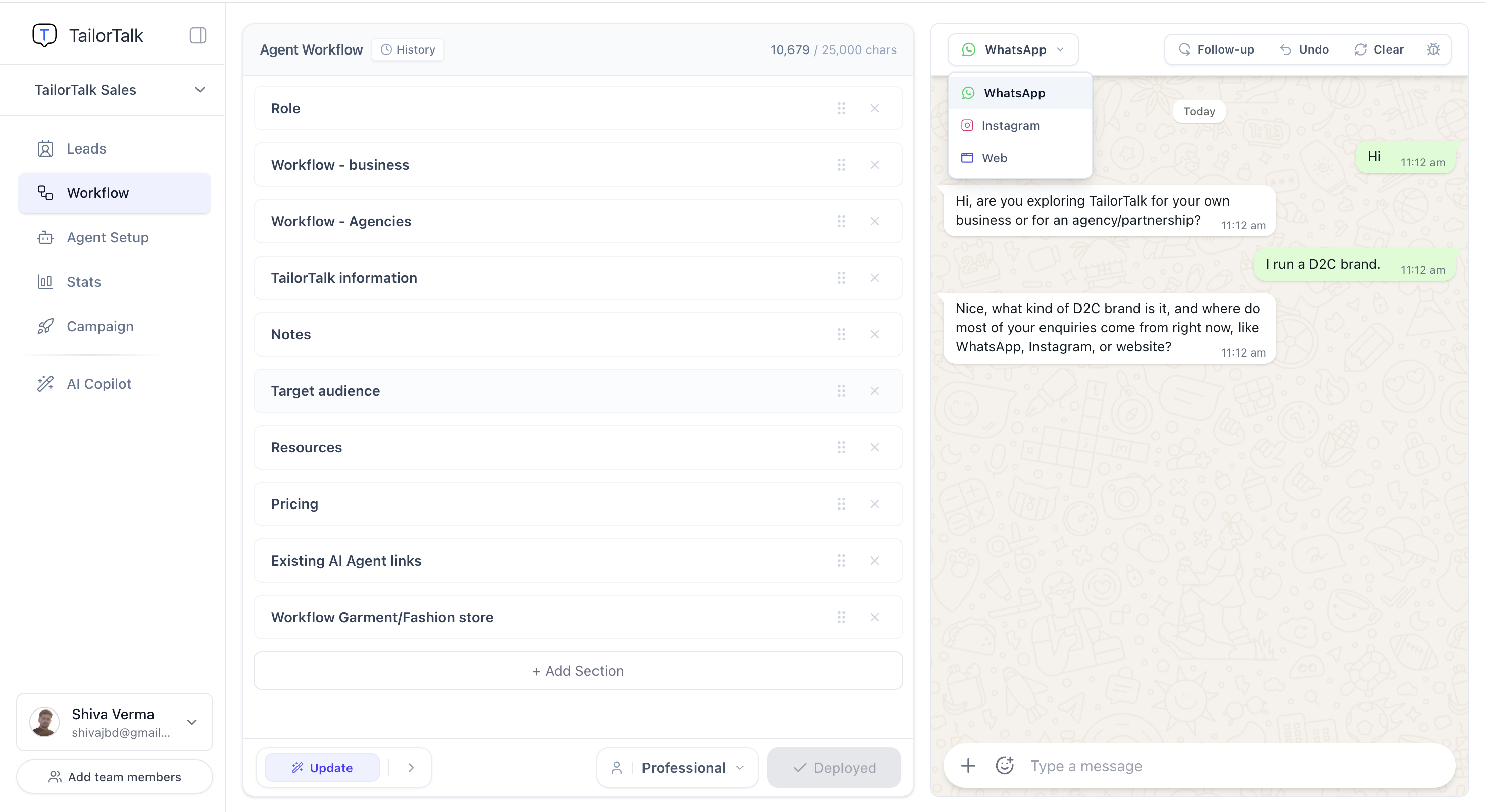 TailorTalk screenshot
