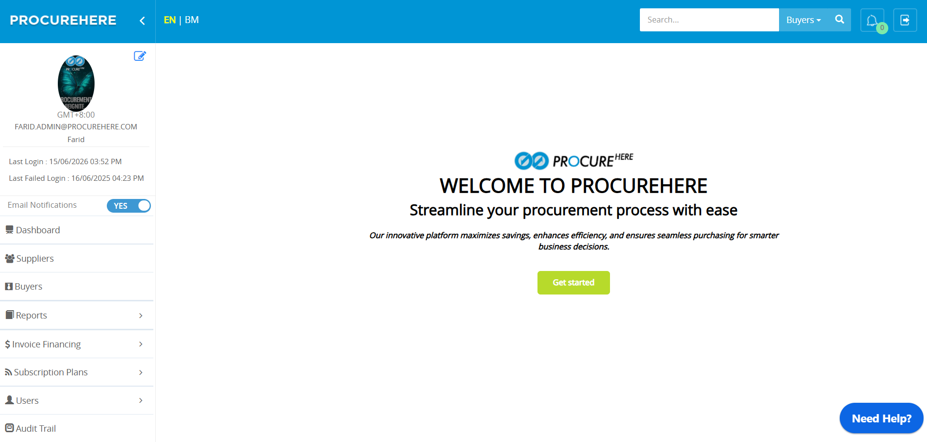 PROCUREHERE screenshot
