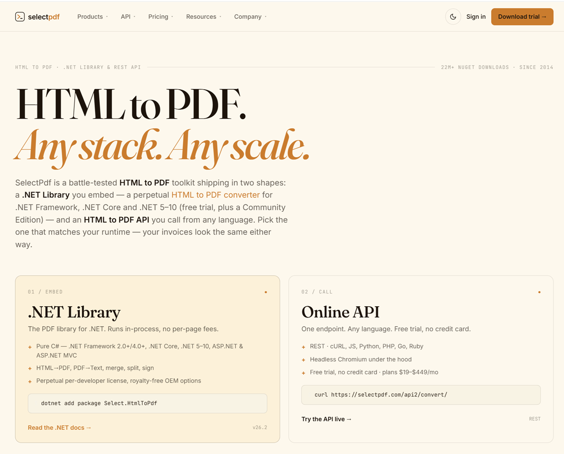 SelectPdf screenshot